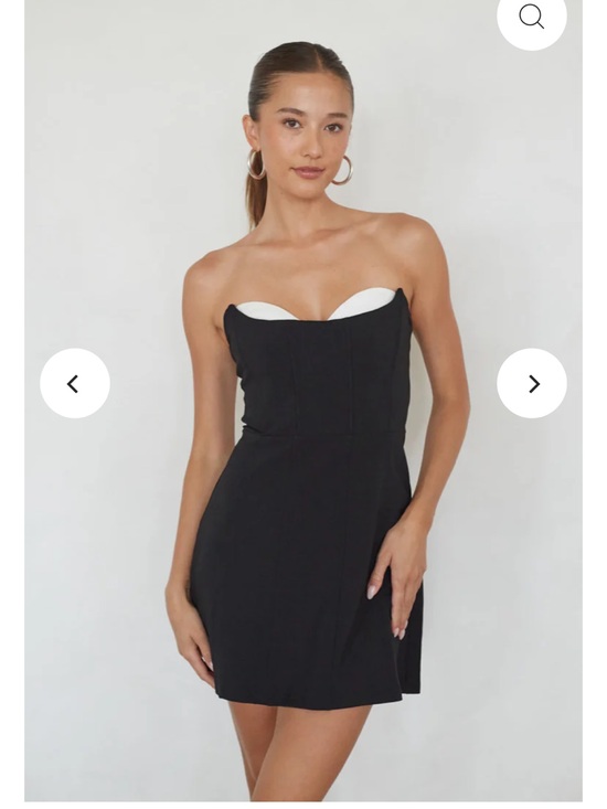 Meshki Dresses & Skirts - Meshki Black Strapless Mini Dress with White Bust Detail